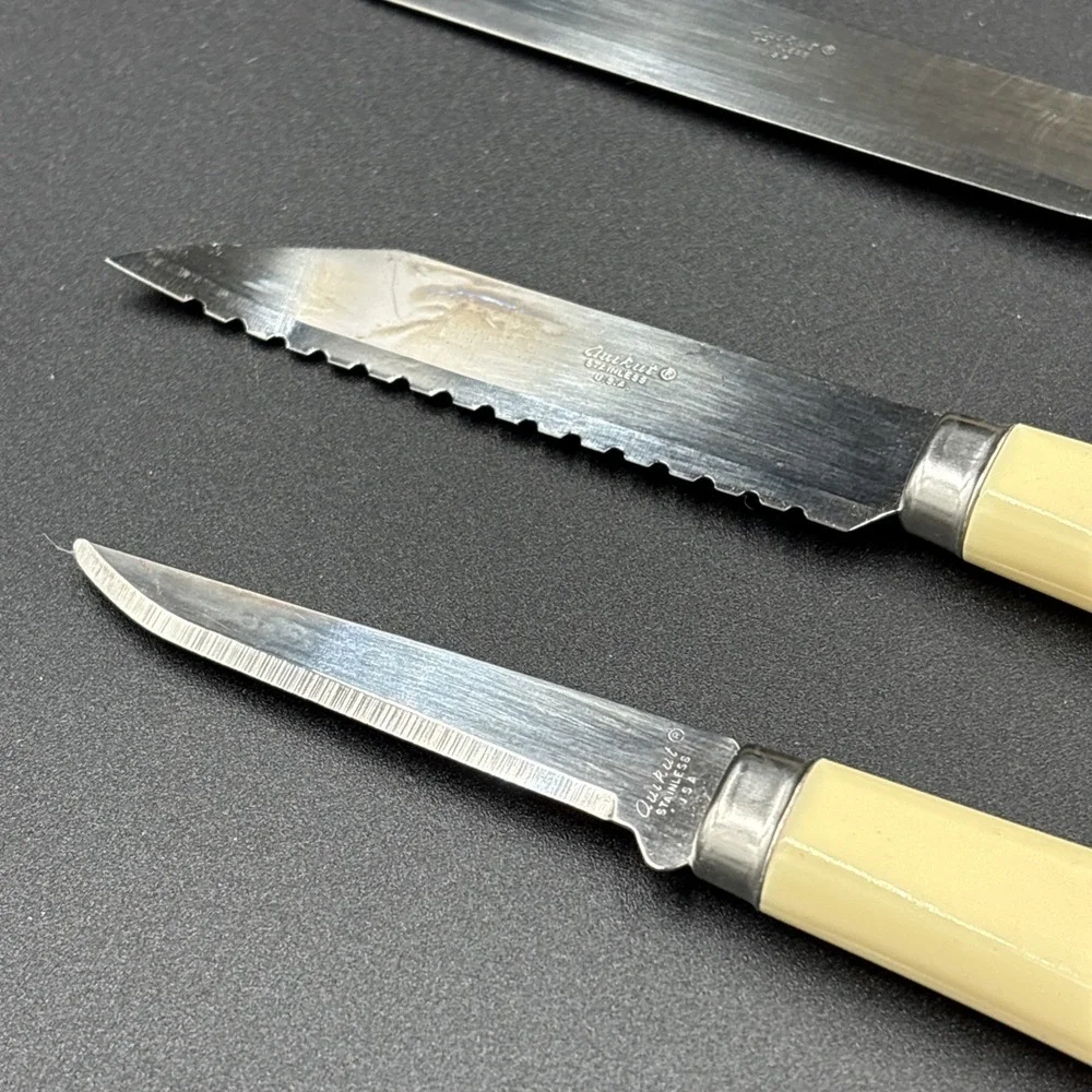 Vintage Quikut Homemaker's Cutlery Knife Set Pairing, Spatula, , Bread  NOS Read